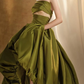 Enchanting Strapless Green Prom Dress Satin A-Line Evening Dress C8979