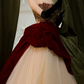 Vintage Strapless Red Prom Dress Floral Bodice Tulle A-Line Evening Dress C8982