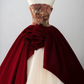 Vintage Strapless Red Prom Dress Floral Bodice Tulle A-Line Evening Dress C8982