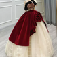Vintage Strapless Red Prom Dress Floral Bodice Tulle A-Line Evening Dress C8982