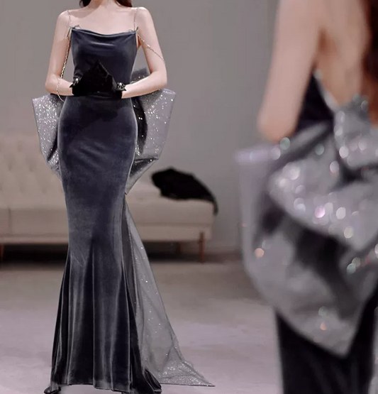 Robe de bal de princesse bustier à volants en satin long, robe de soirée C8117