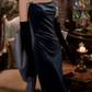 Graceful Spaghetti Straps Blue Prom Dress Sequins Bow Velvet Mermaid Evening Dress C8983