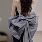 Graceful Spaghetti Straps Blue Prom Dress Sequins Bow Velvet Mermaid Evening Dress C8983