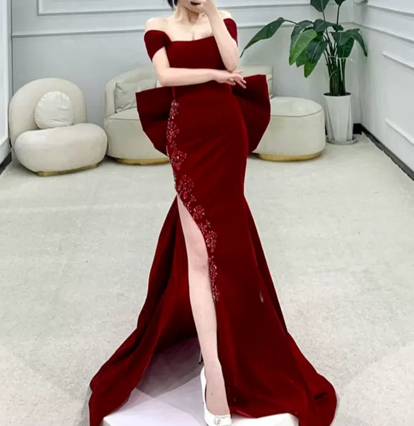 Robe de bal de princesse bustier à volants en satin long, robe de soirée C8117