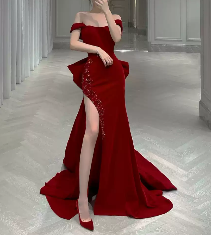 Robe de bal de princesse bustier à volants en satin long, robe de soirée C8117