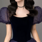 Vintage Gradient Purple Prom Dress Sequins Tulle Short Sleeve A-Line Evening Dress C8985