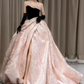 Glam Strapless Black & Pink Prom Dress Beading Slit A-Line Evening Dress C8986