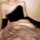 Glam Strapless Black & Pink Prom Dress Beading Slit A-Line Evening Dress C8986