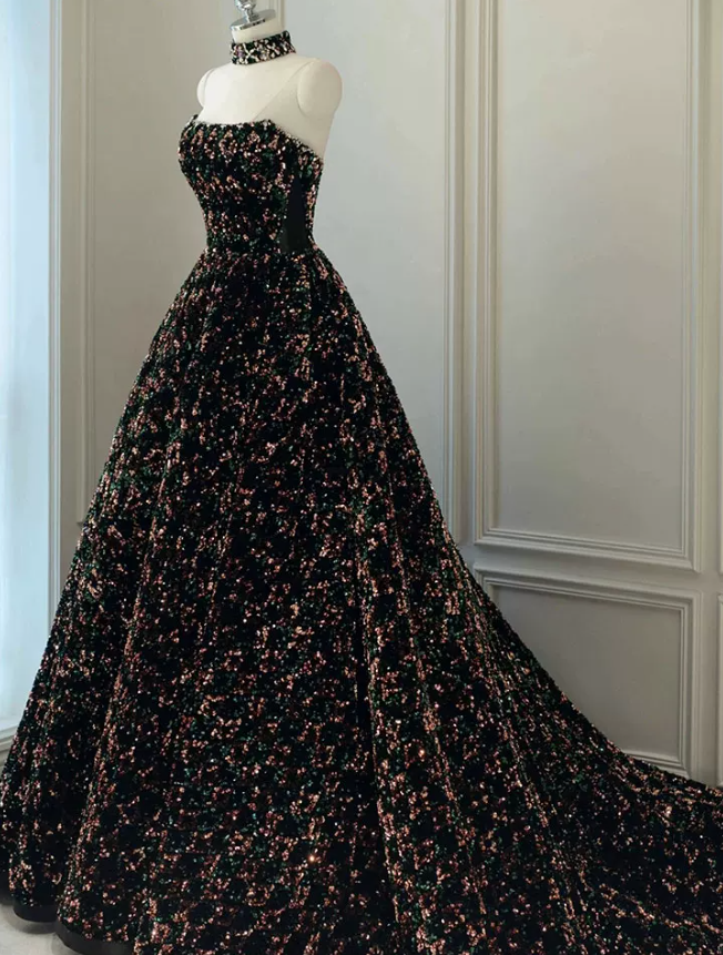 Robe de bal de princesse bustier à volants en satin long, robe de soirée C8117