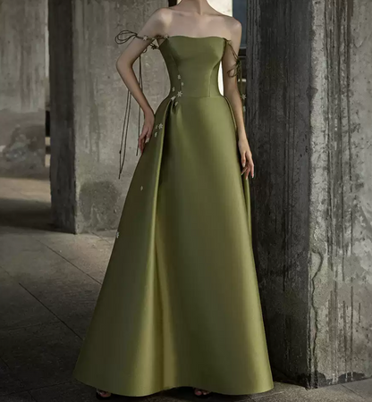 Robe de bal de princesse bustier à volants en satin long, robe de soirée C8117