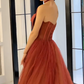 Classical Strapless Red Prom Dress Bow Tulle A-Line Evening Dress C8992