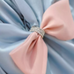 Graceful Sweetheart Blue Prom Dress With Detachable Sleeves Bows A-Line Evening Dress C8993