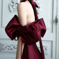 Retro Off-Shoulder Burgundy Prom Dress Bows Mermaid Evening Dress C8997