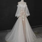 Chic Off-Shoulder Appliques Wedding Dresses Long Sleeve Tulle A-Line Bridal Dress C8999