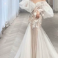 Chic Off-Shoulder Appliques Wedding Dresses Long Sleeve Tulle A-Line Bridal Dress C8999