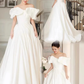 Vintage Ball Gown Off The Shoulder White Long Wedding Dresses C89
