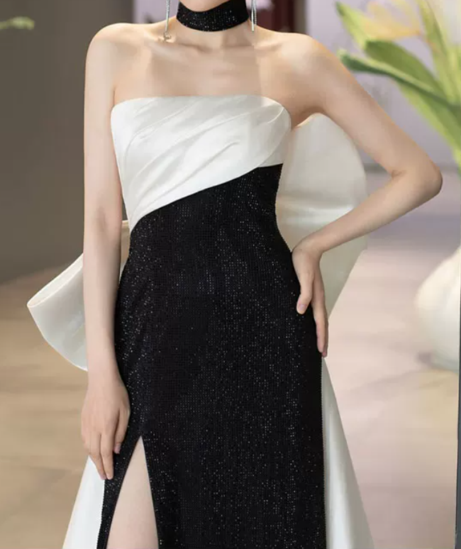 Robe de bal de princesse bustier à volants en satin long, robe de soirée C8117