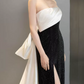 Robe de bal de princesse bustier à volants en satin long, robe de soirée C8117