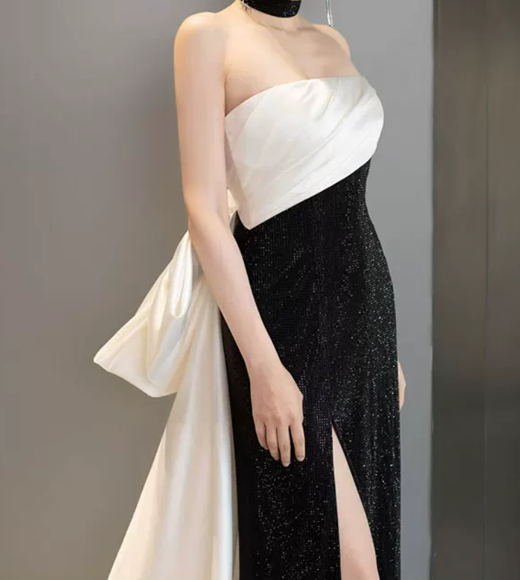 Robe de bal de princesse bustier à volants en satin long, robe de soirée C8117