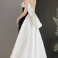 Robe de bal de princesse bustier à volants en satin long, robe de soirée C8117