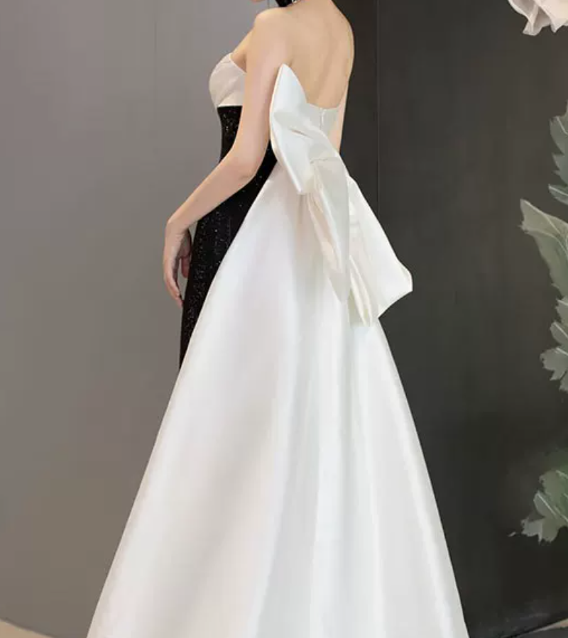 Robe de bal de princesse bustier à volants en satin long, robe de soirée C8117