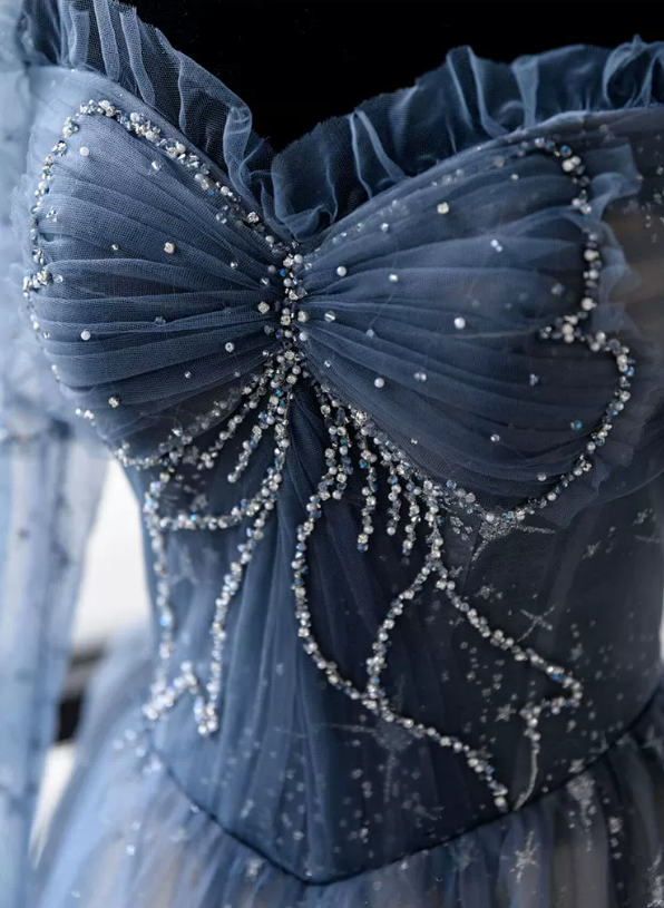 Robe de bal de princesse bustier à volants en satin long, robe de soirée C8117
