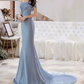 Robe de bal de princesse bustier à volants en satin long, robe de soirée C8117