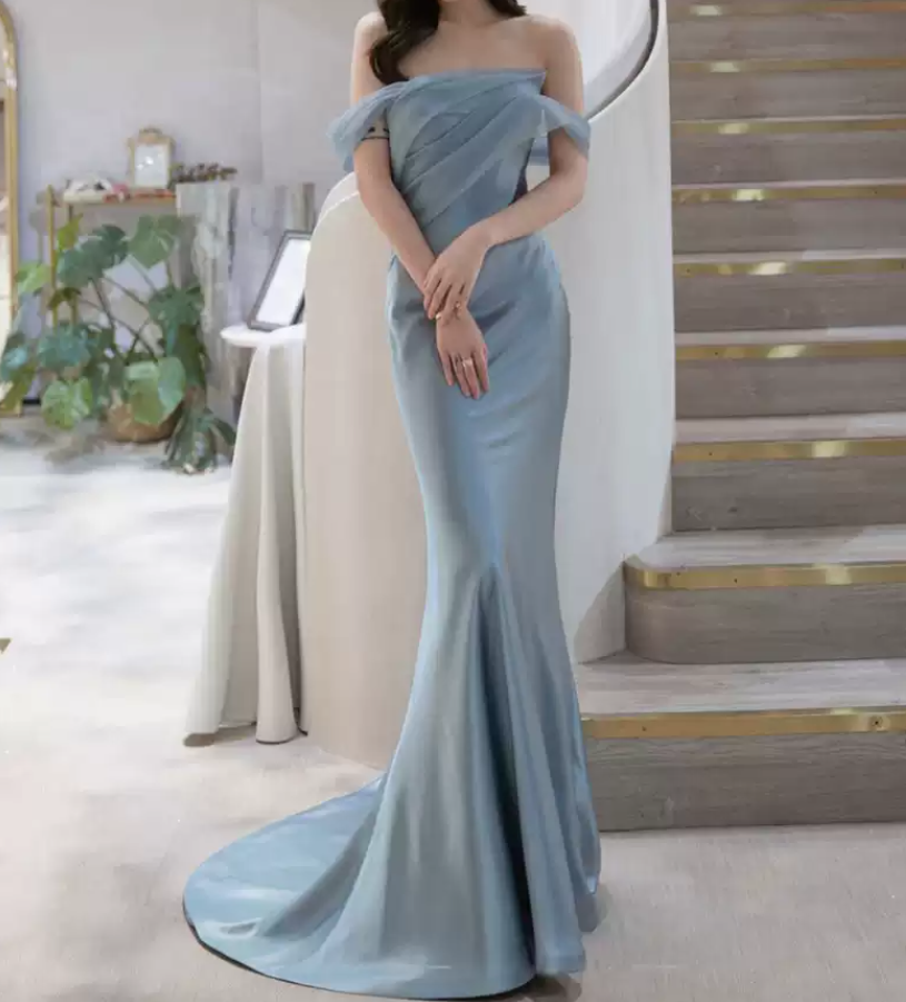 Robe de bal de princesse bustier à volants en satin long, robe de soirée C8117