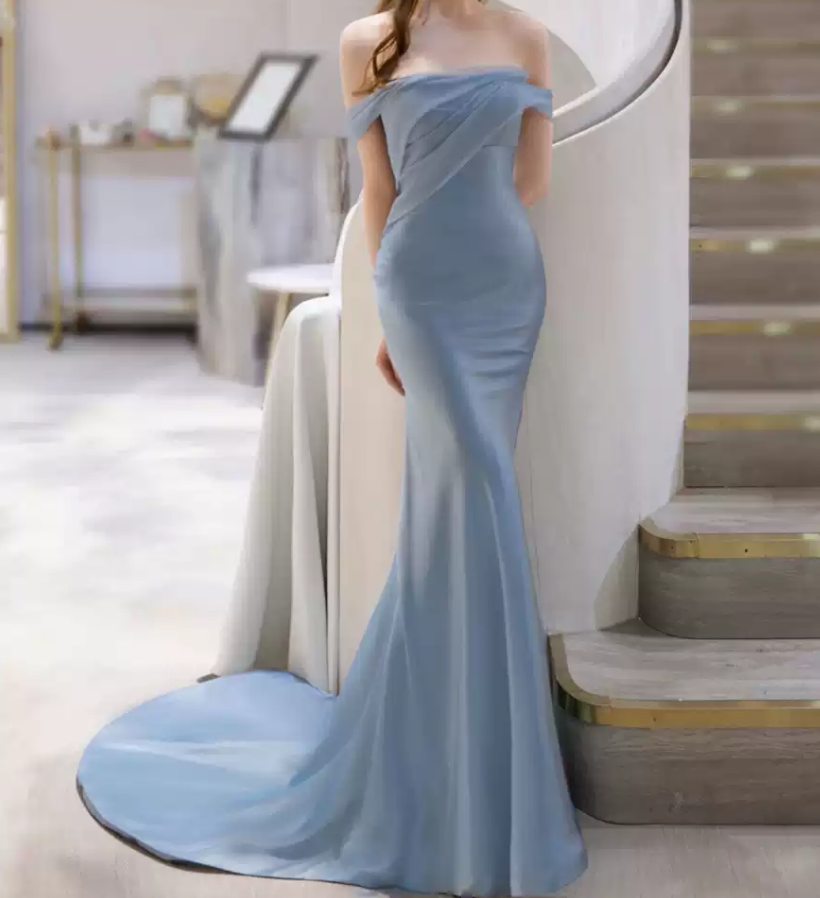 Robe de bal de princesse bustier à volants en satin long, robe de soirée C8117