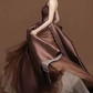Classical Strapless Brown Prom Dress Satin Tulle A-Line Evening Dress C9004