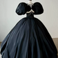Romantic Beading Black Prom Dress Short Sleeve A-Line Evening Dress C9005