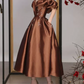 Popular Off-Shoulder Brown Prom Dress Satin Beads A-Line Evening Dress C9006