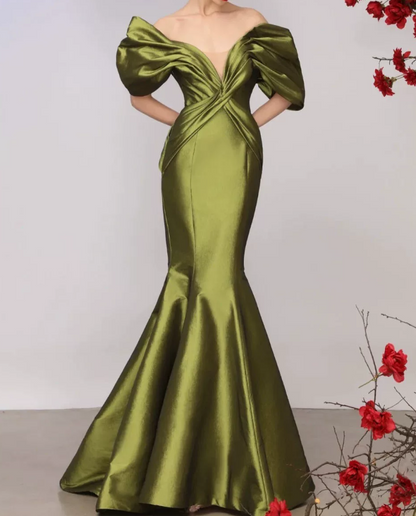 Robe de bal de princesse bustier à volants en satin long, robe de soirée C8117