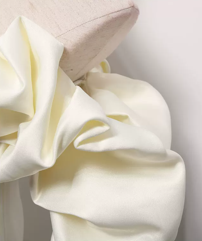 Sleek Ruffled Off-Shoulder Homecoming Dress Satin Sheath Birthday Dress C9012