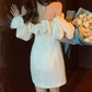 Sleek Ruffled Off-Shoulder Homecoming Dress Satin Sheath Birthday Dress C9012