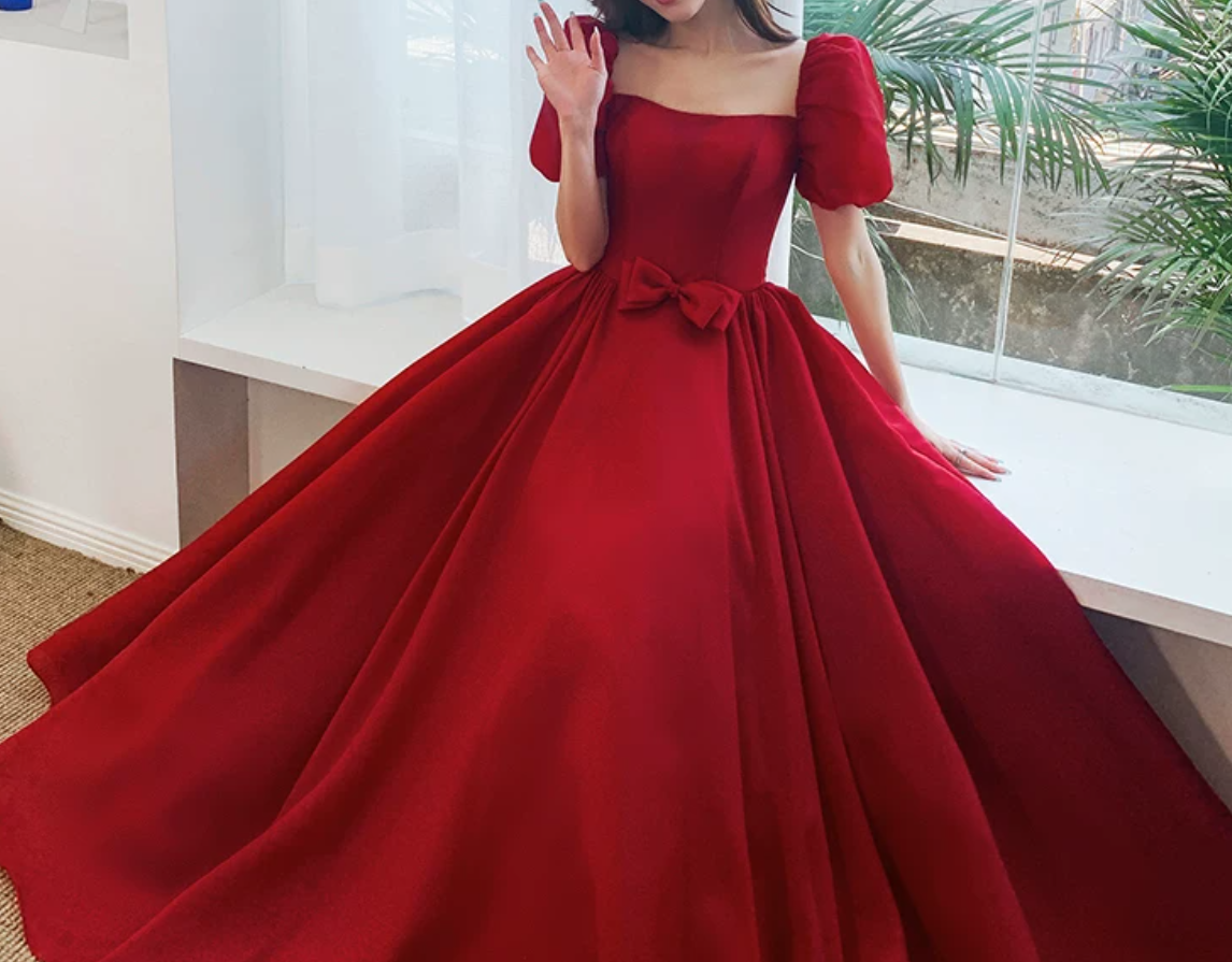 Robe de bal de princesse bustier à volants en satin long, robe de soirée C8117