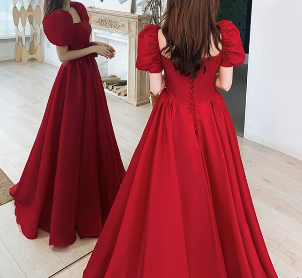Robe de bal de princesse bustier à volants en satin long, robe de soirée C8117