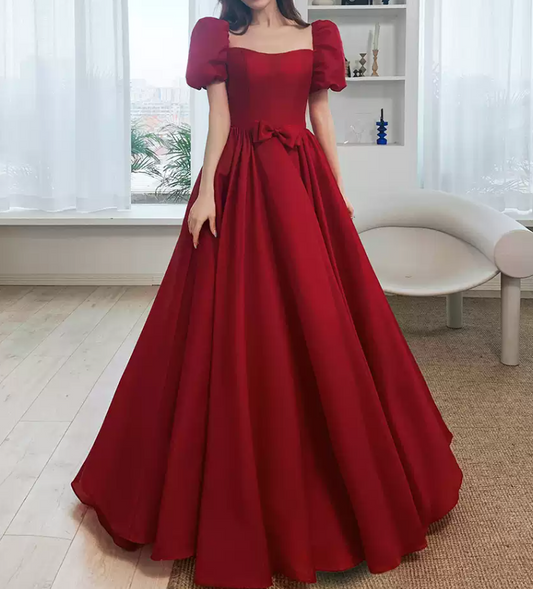 Robe de bal de princesse bustier à volants en satin long, robe de soirée C8117
