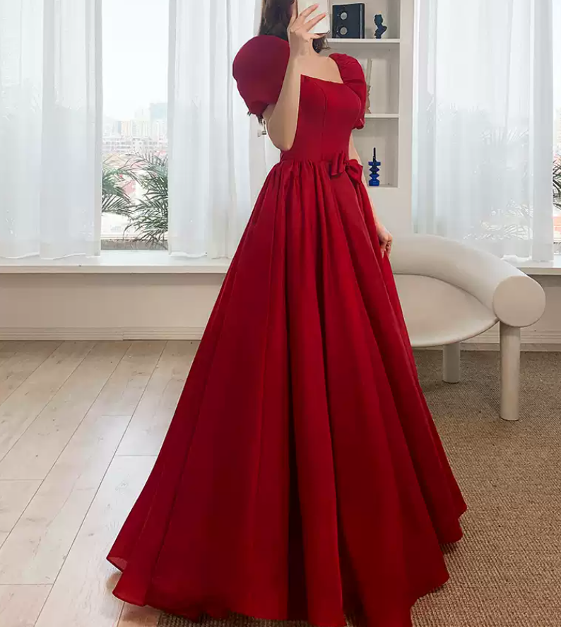 Robe de bal de princesse bustier à volants en satin long, robe de soirée C8117
