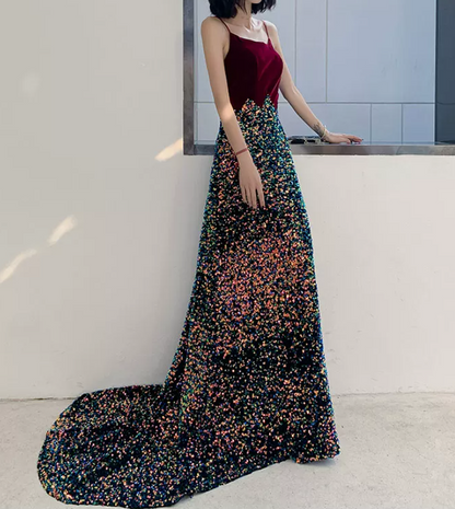 Robe de bal de princesse bustier à volants en satin long, robe de soirée C8117