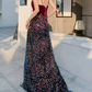 Robe de bal de princesse bustier à volants en satin long, robe de soirée C8117