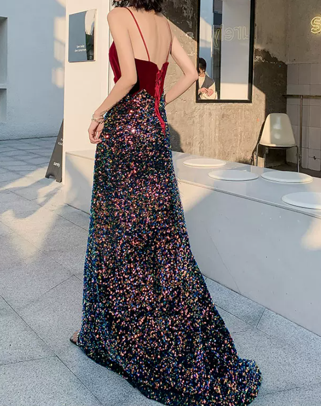 Robe de bal de princesse bustier à volants en satin long, robe de soirée C8117