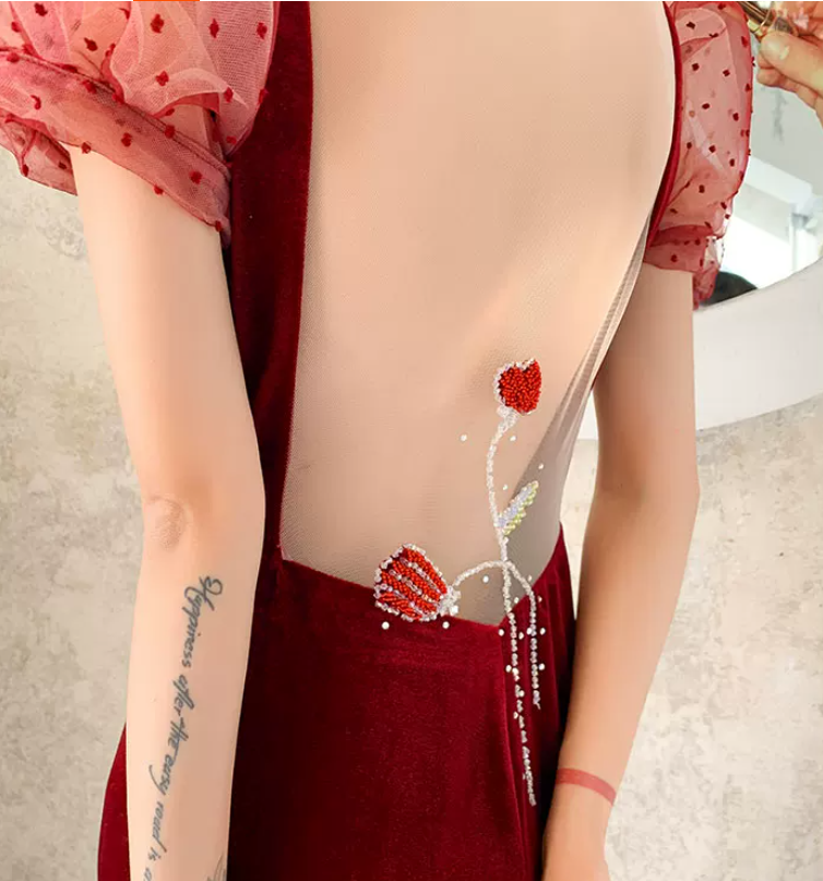 Robe de bal de princesse bustier à volants en satin long, robe de soirée C8117