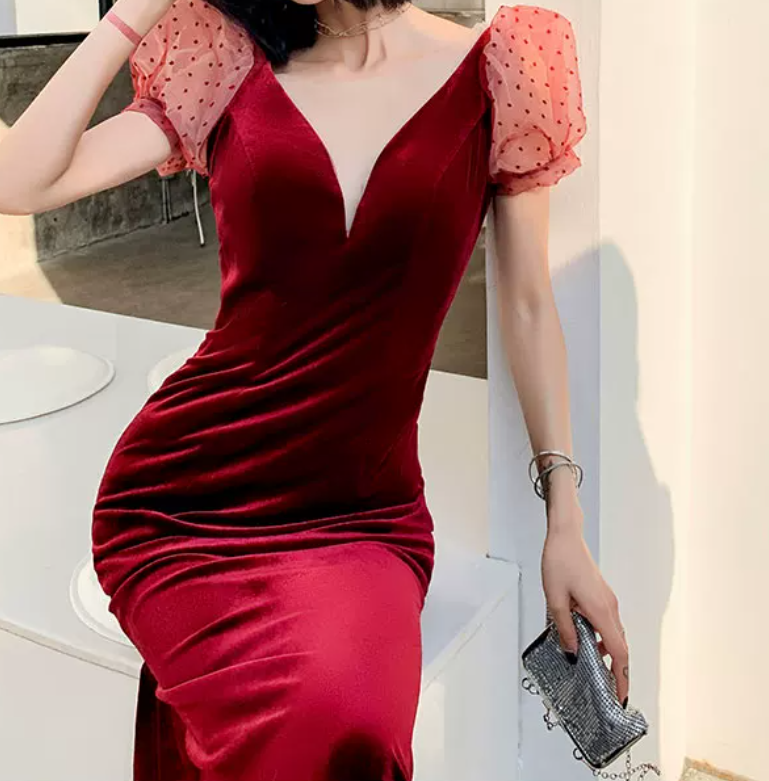 Robe de bal de princesse bustier à volants en satin long, robe de soirée C8117