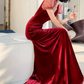 Robe de bal de princesse bustier à volants en satin long, robe de soirée C8117