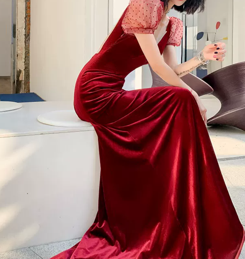 Robe de bal de princesse bustier à volants en satin long, robe de soirée C8117