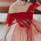 Robe de bal de princesse bustier à volants en satin long, robe de soirée C8117