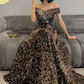 Robe de bal de princesse bustier à volants en satin long, robe de soirée C8117