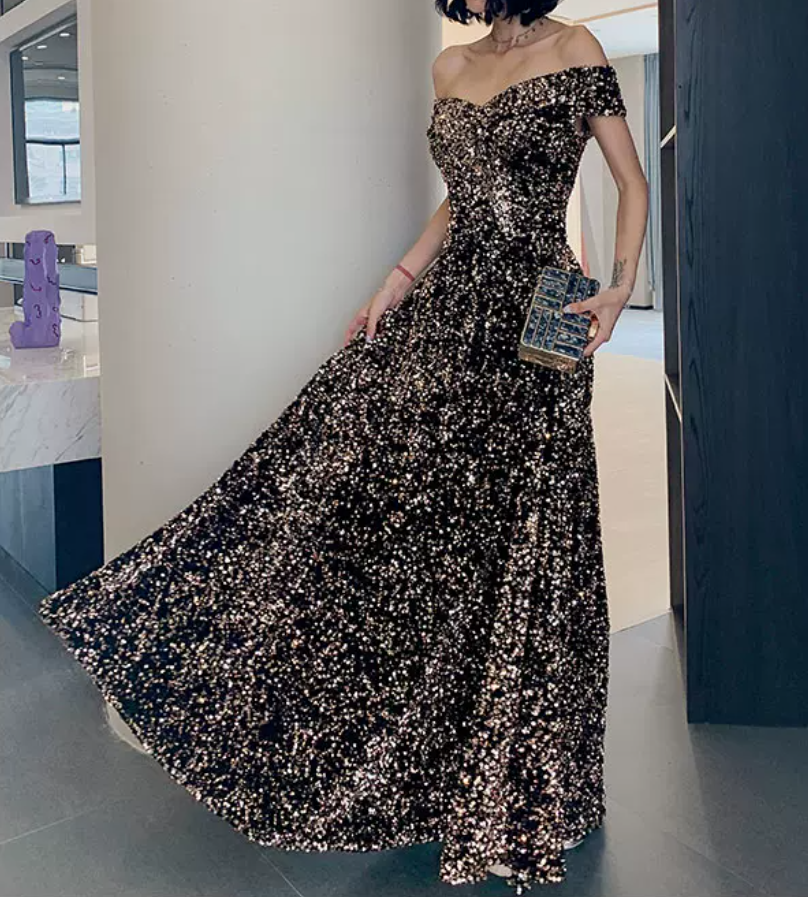 Robe de bal de princesse bustier à volants en satin long, robe de soirée C8117