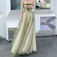 Robe de bal de princesse bustier à volants en satin long, robe de soirée C8117